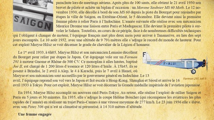 1er Avril 1933 : Maryse Hilsz décolle de Paris pour relier Tokyo